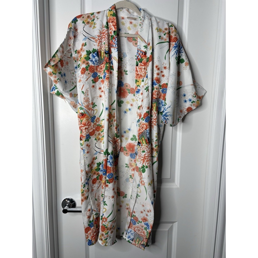 Vintage Kimono Floral Robe Japan Size 40 Mint Condition - Picture 6 of 12